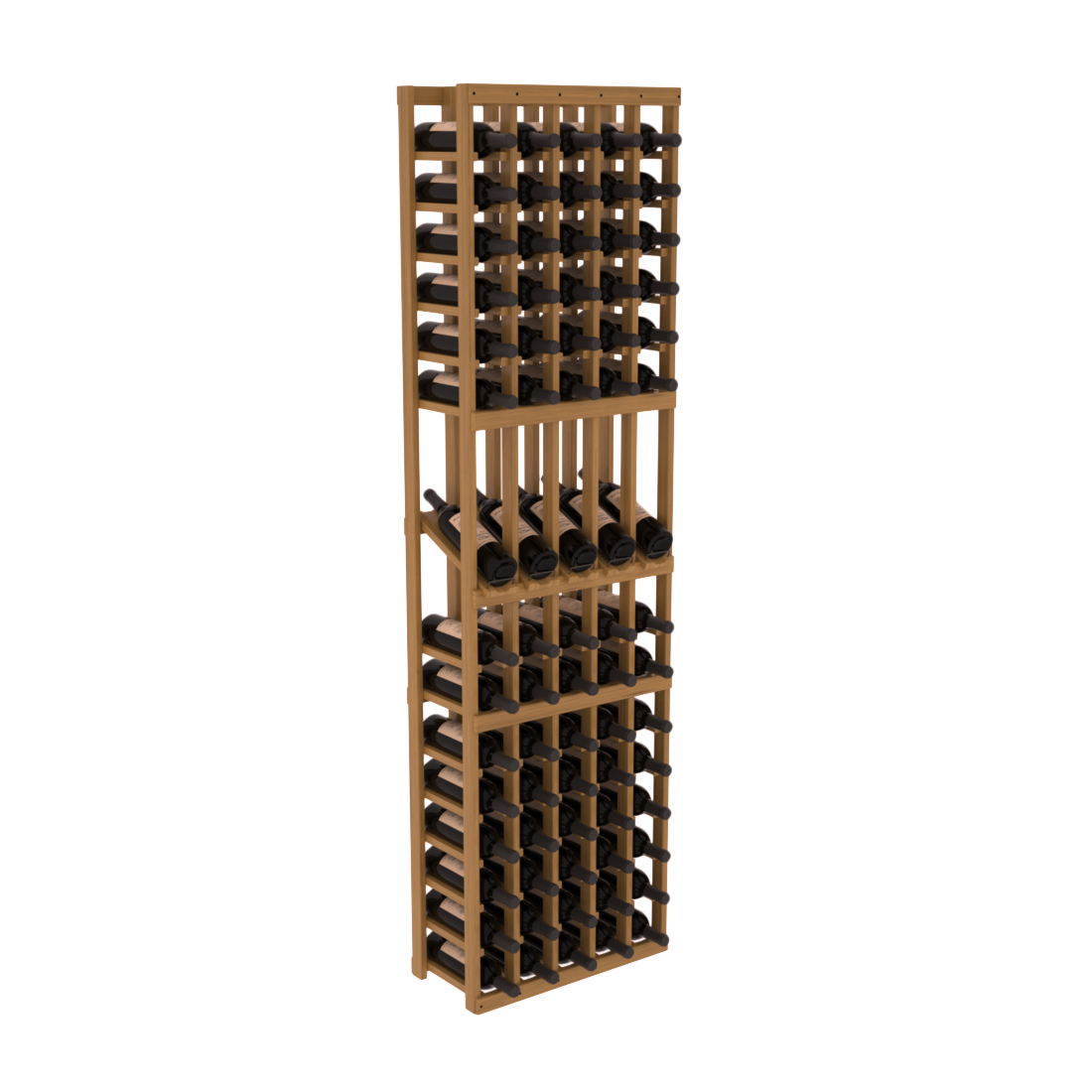 InstaCellar - 5 Column Display Row Rack in Grand Mahogany Oak stained with WineSafe™ Satin Sealant