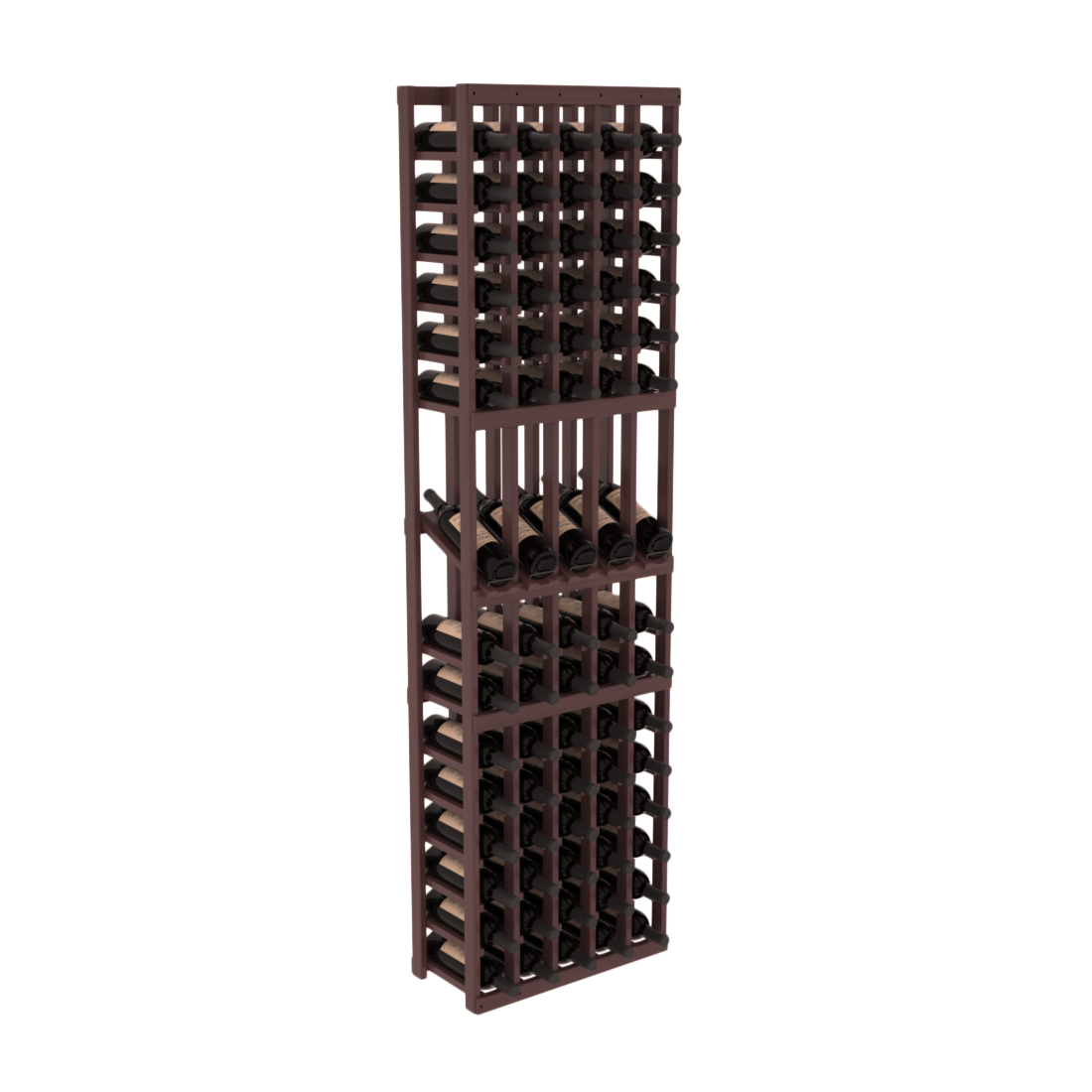 InstaCellar - 5 Column Display Row Rack in Grand Mahogany Walnut stained with WineSafe™ Satin Sealant