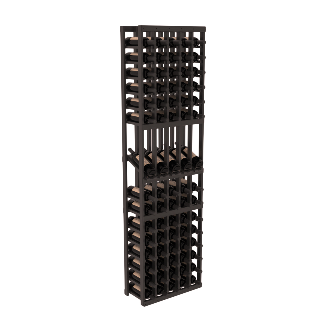 InstaCellar - 5 Column Display Row Rack in Grand Mahogany Black stained with WineSafe™ Satin Sealant