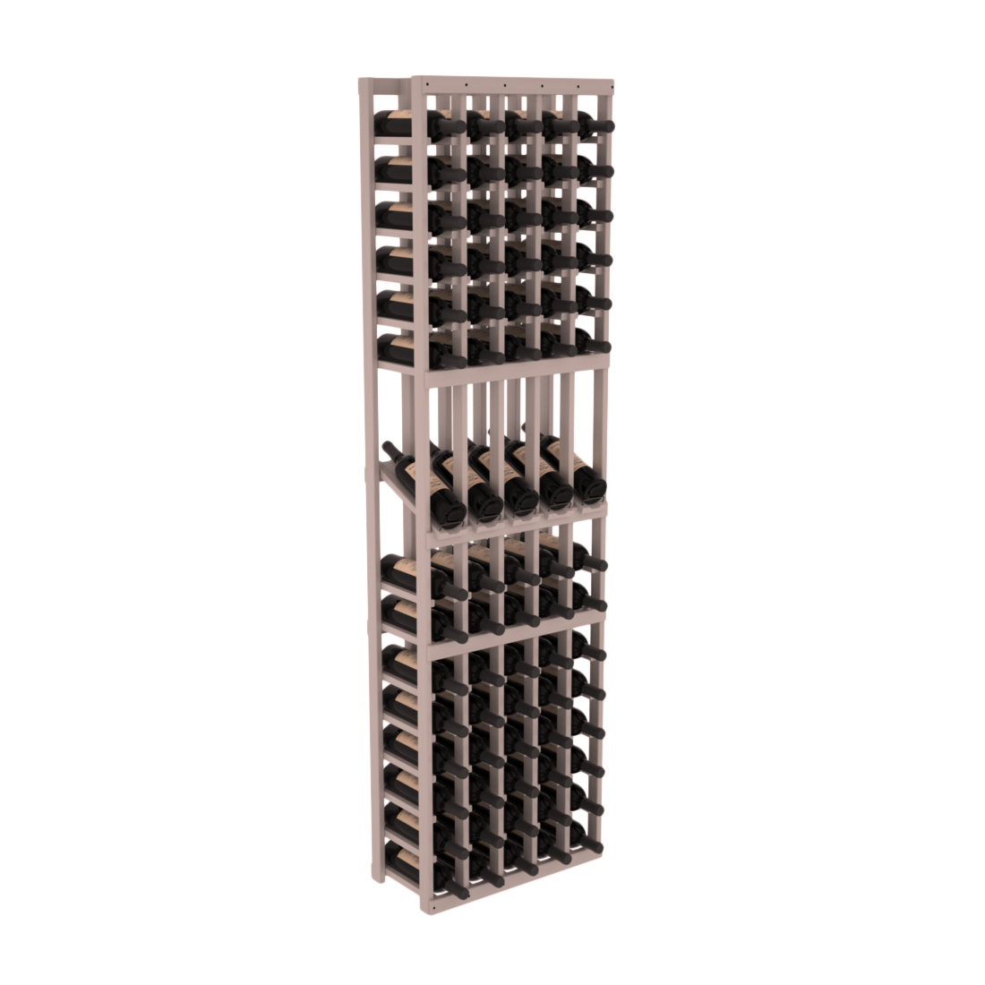 InstaCellar - 5 Column Display Row Rack in Grand Mahogany Greywash stained with WineSafe™ Satin Sealant