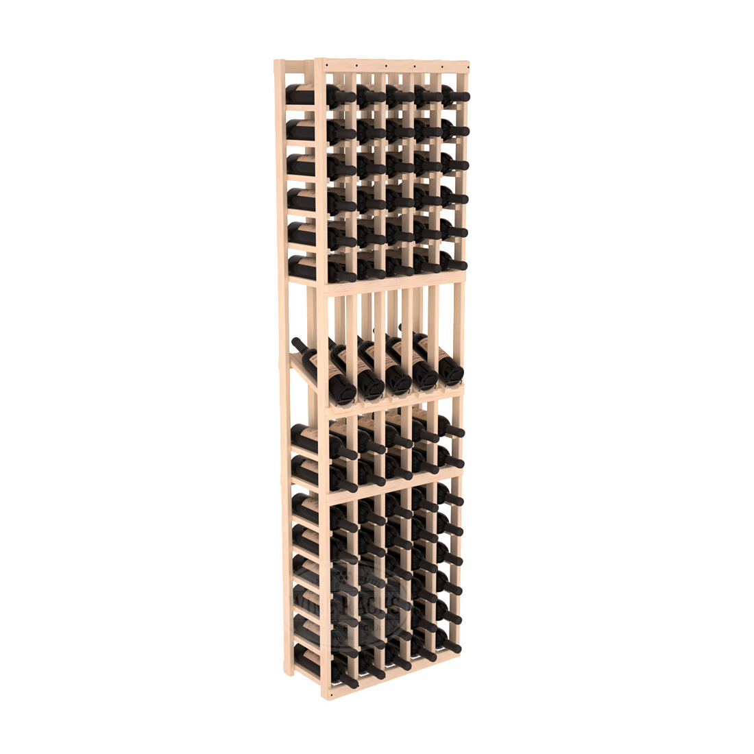InstaCellar - 5 Column Display Row Rack in Ponderosa Pine Unstained without WineSafe™ Satin Sealant
