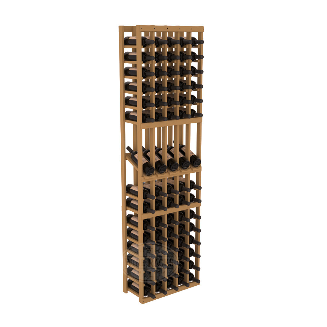 InstaCellar - 5 Column Display Row Rack in Ponderosa Pine Oak stained without WineSafe™ Satin Sealant