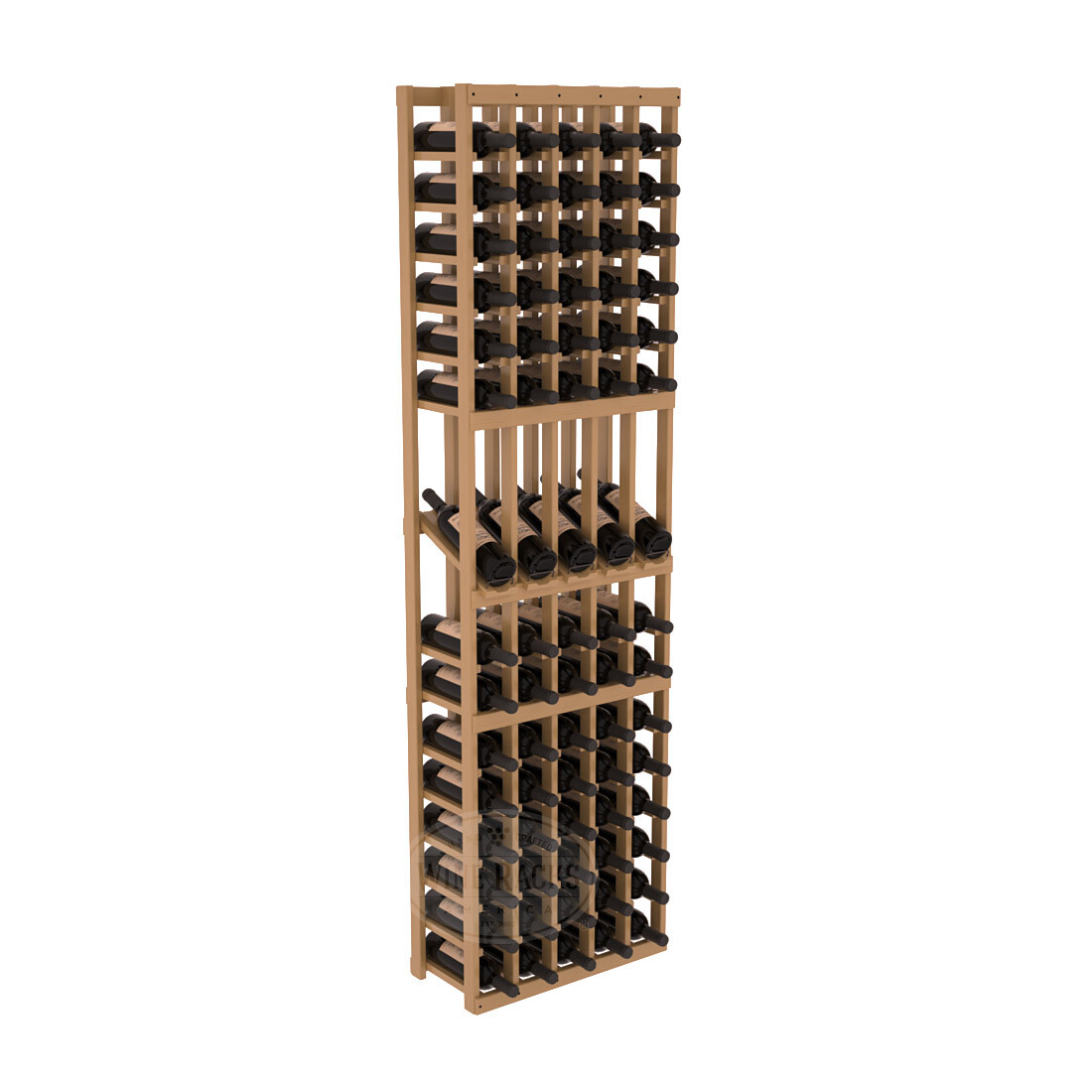InstaCellar - 5 Column Display Row Rack in Ponderosa Pine Oak stained with WineSafe™ Satin Sealant