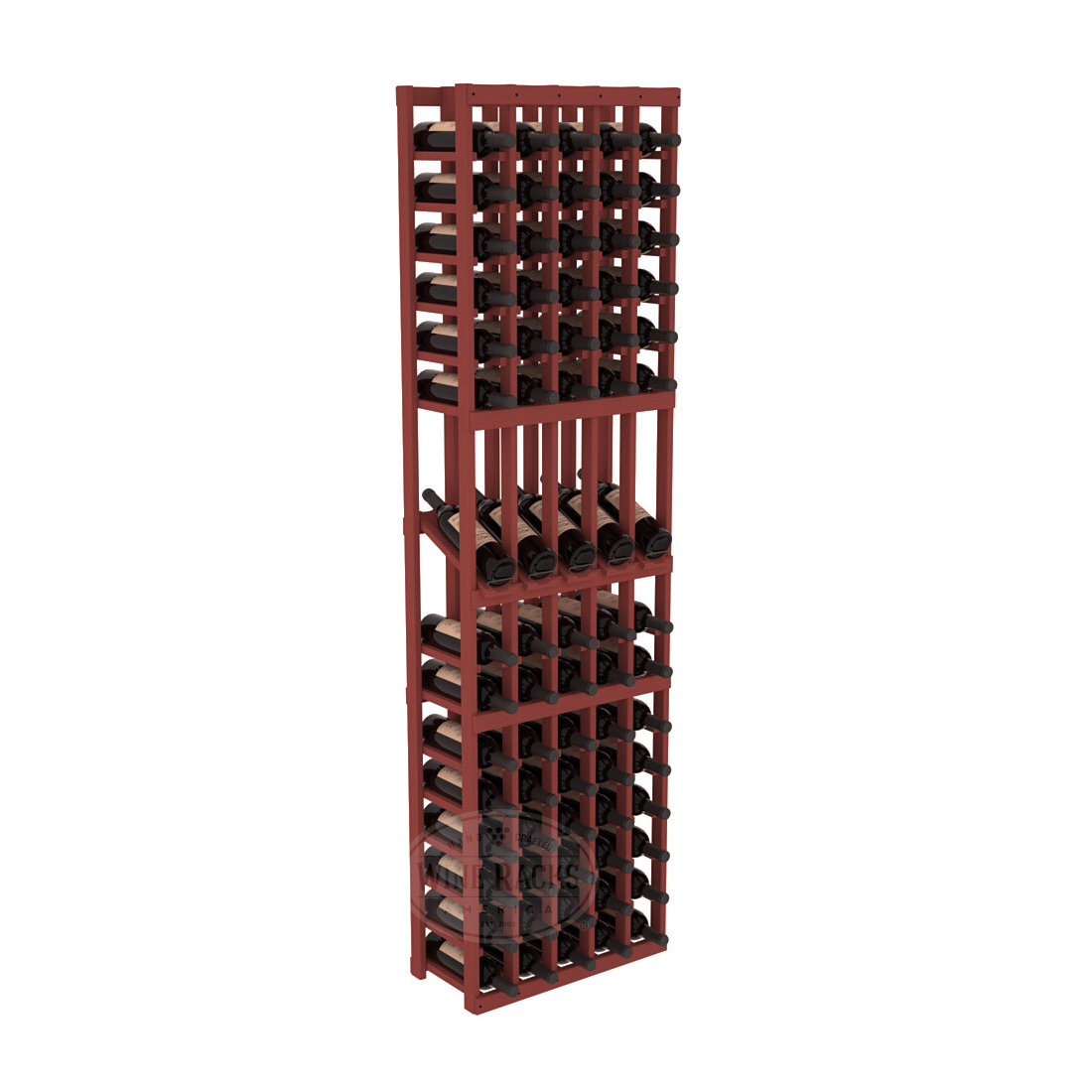 InstaCellar - 5 Column Display Row Rack in Ponderosa Pine Cherry stained without WineSafe™ Satin Sealant