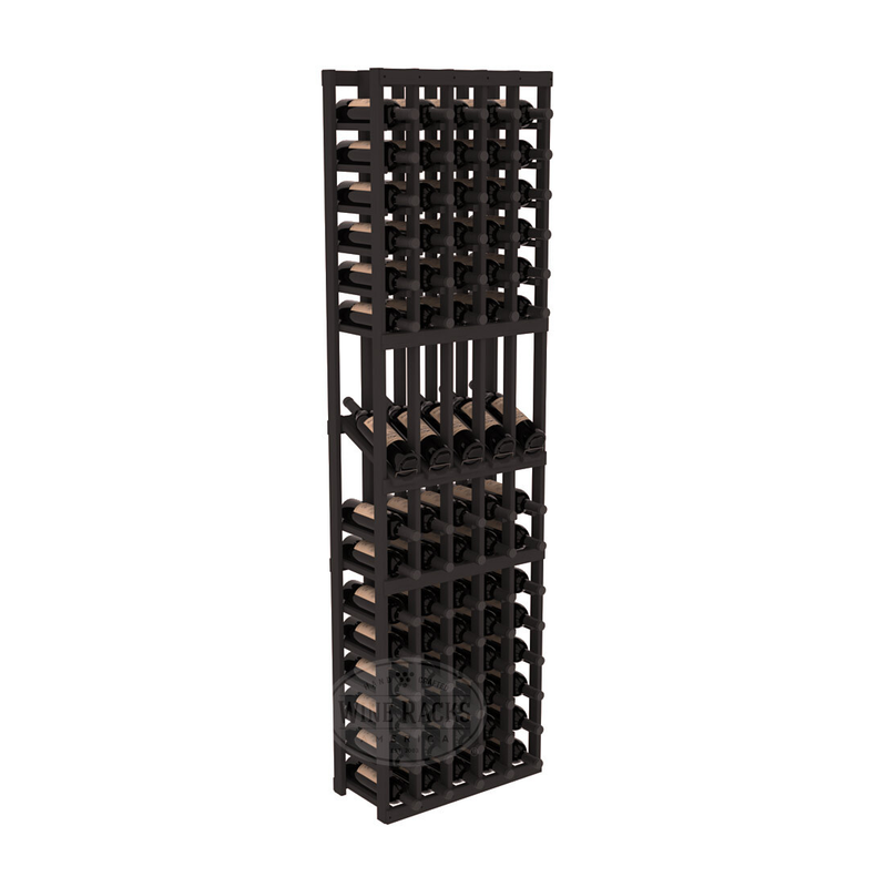 InstaCellar - 5 Column Display Row Rack in Ponderosa Pine Black stained without WineSafe™ Satin Sealant