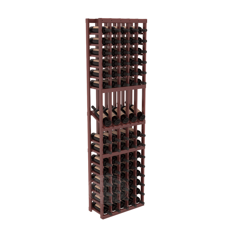 InstaCellar - 5 Column Display Row Rack in Premium Redwood Cherry stained with WineSafe™ Satin Sealant