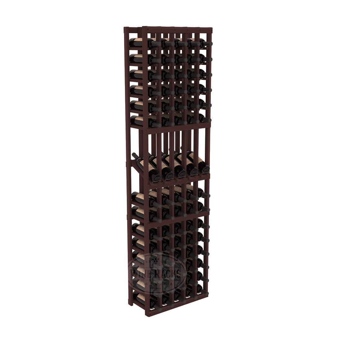 InstaCellar - 5 Column Display Row Rack in Premium Redwood Walnut stained without WineSafe™ Satin Sealant