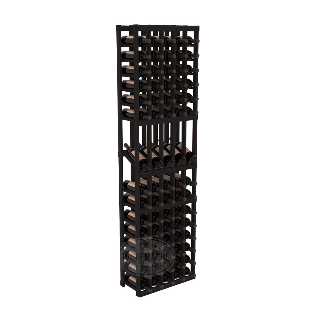 InstaCellar - 5 Column Display Row Rack in Premium Redwood Black stained without WineSafe™ Satin Sealant