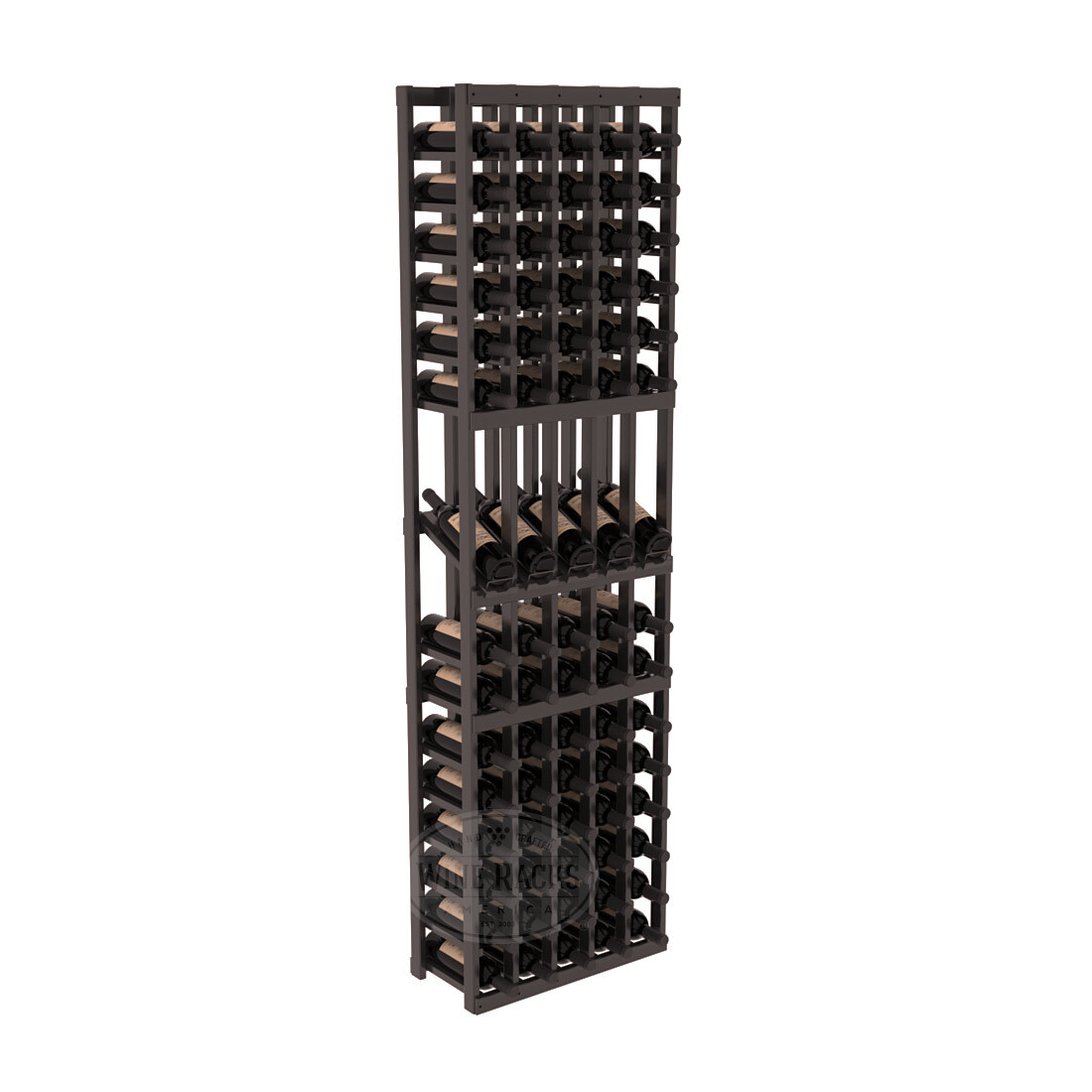 InstaCellar - 5 Column Display Row Rack in Premium Redwood Black stained with WineSafe™ Satin Sealant