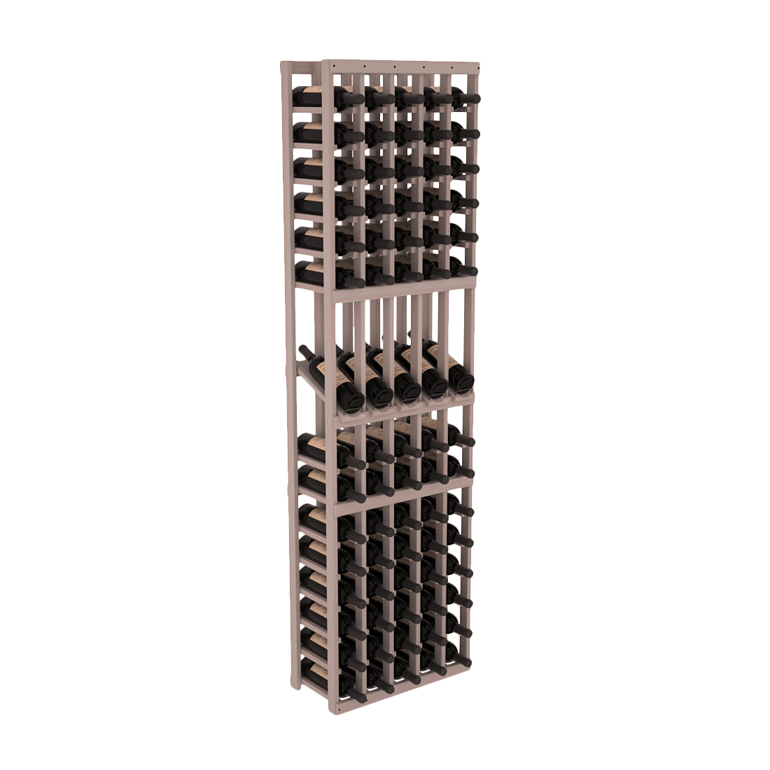 InstaCellar - 5 Column Display Row Rack in Premium Redwood Greywash stained without WineSafe™ Satin Sealant