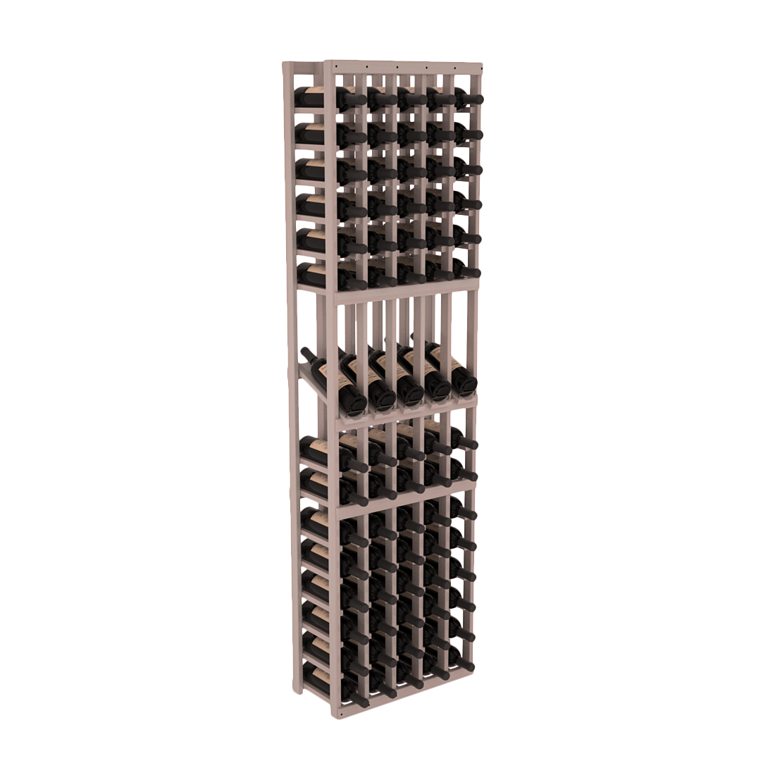 InstaCellar - 5 Column Display Row Rack in Premium Redwood Greywash stained with WineSafe™ Satin Sealant