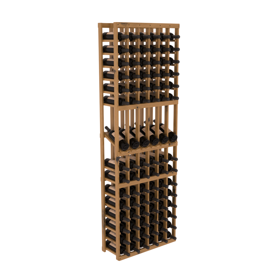 InstaCellar - 6 Column Display Row Rack in Knotty Alder Oak stained with WineSafe™ Satin Sealant