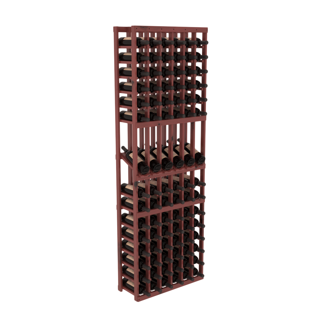 InstaCellar - 6 Column Display Row Rack in Knotty Alder Cherry stained with WineSafe™ Satin Sealant