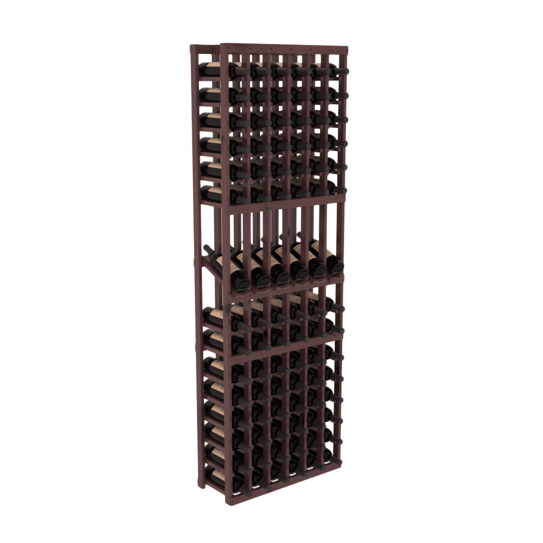 InstaCellar - 6 Column Display Row Rack in Knotty Alder Walnut stained with WineSafe™ Satin Sealant