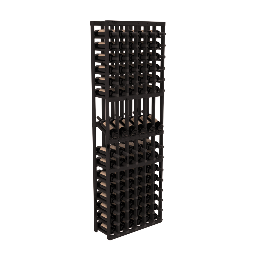 InstaCellar - 6 Column Display Row Rack in Knotty Alder Black stained without WineSafe™ Satin Sealant