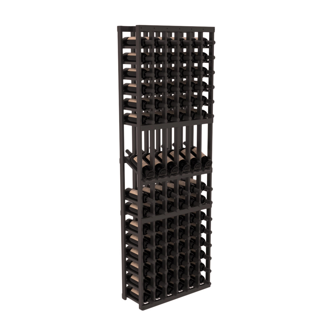 InstaCellar - 6 Column Display Row Rack in Grand Mahogany Black stained with WineSafe™ Satin Sealant
