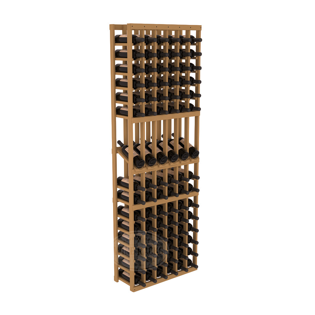 InstaCellar - 6 Column Display Row Rack in Ponderosa Pine Oak stained without WineSafe™ Satin Sealant