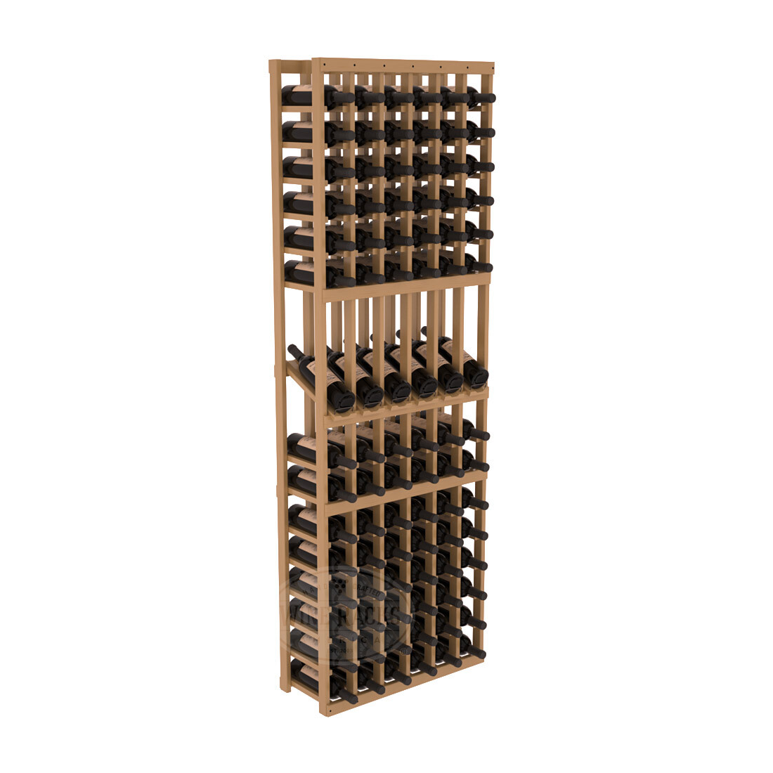 InstaCellar - 6 Column Display Row Rack in Ponderosa Pine Oak stained with WineSafe™ Satin Sealant