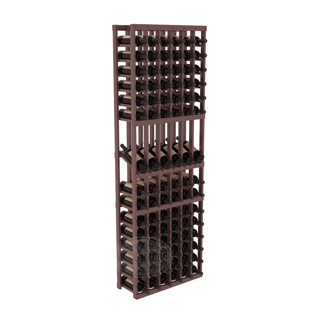 InstaCellar - 6 Column Display Row Rack in Ponderosa Pine Walnut stained with WineSafe™ Satin Sealant