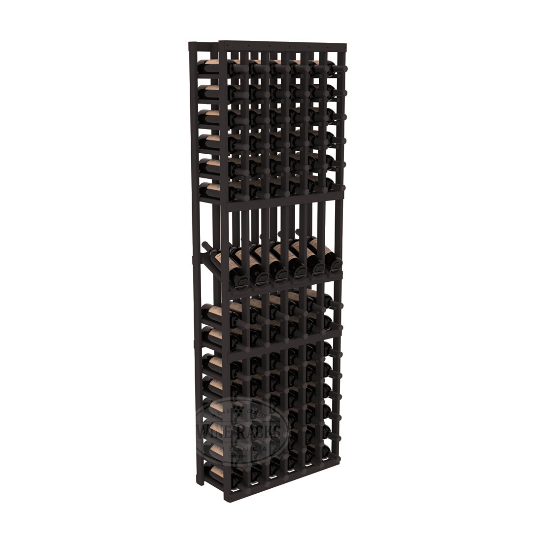 InstaCellar - 6 Column Display Row Rack in Ponderosa Pine Black stained without WineSafe™ Satin Sealant