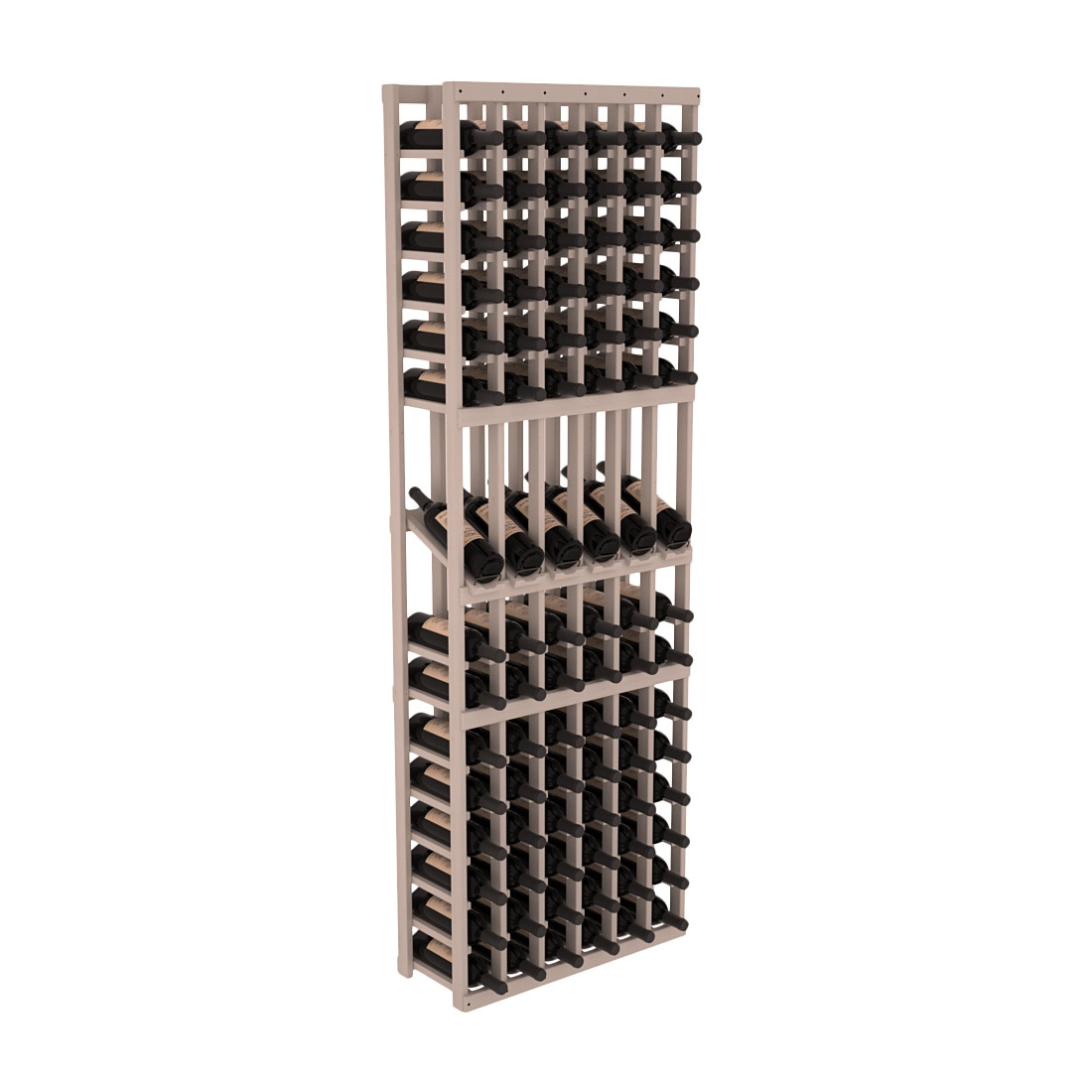 InstaCellar - 6 Column Display Row Rack in Ponderosa Pine Greywash stained without WineSafe™ Satin Sealant
