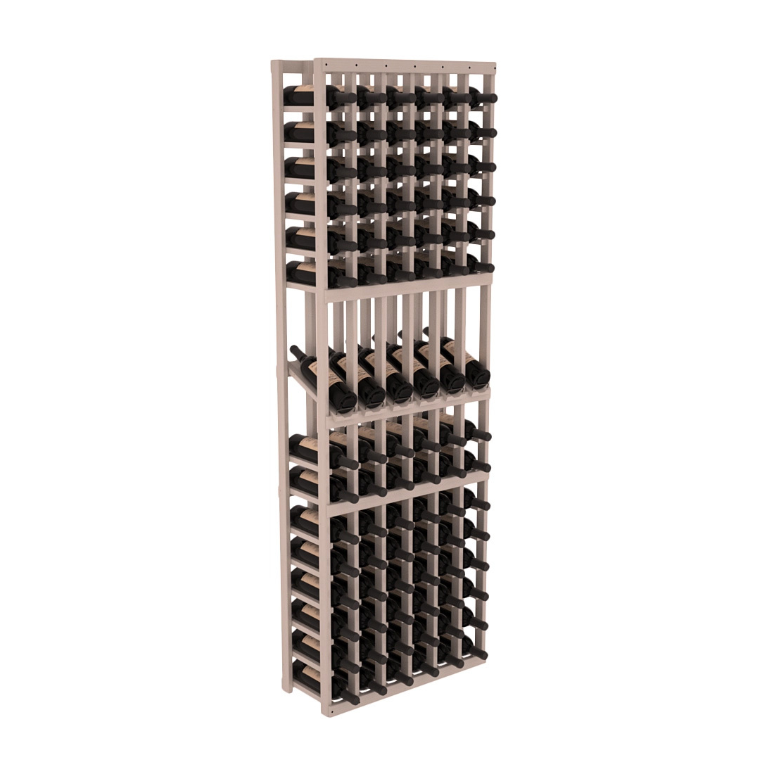 InstaCellar - 6 Column Display Row Rack in Ponderosa Pine Greywash stained with WineSafe™ Satin Sealant