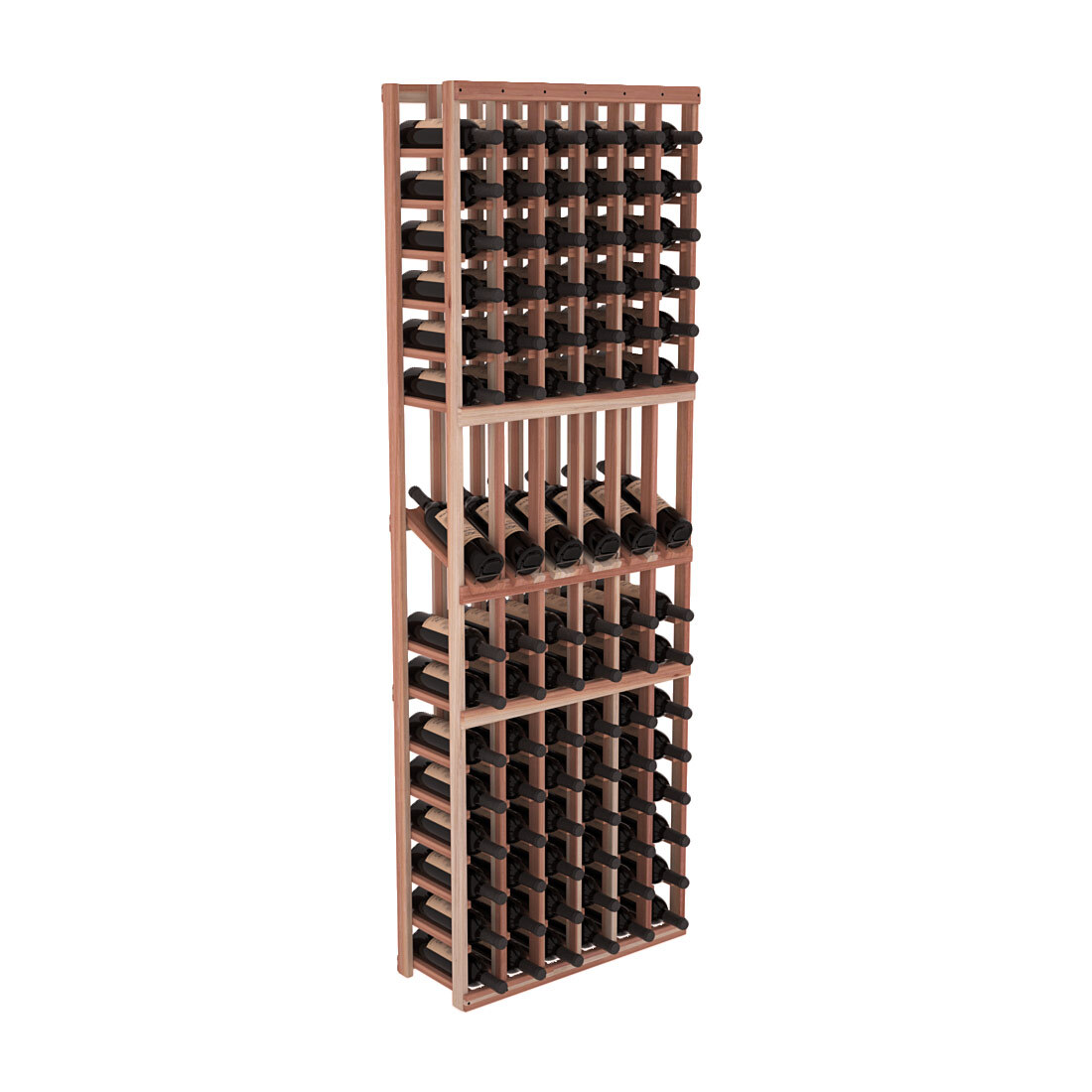 InstaCellar - 6 Column Display Row Rack in Premium Redwood Unstained without WineSafe™ Satin Sealant