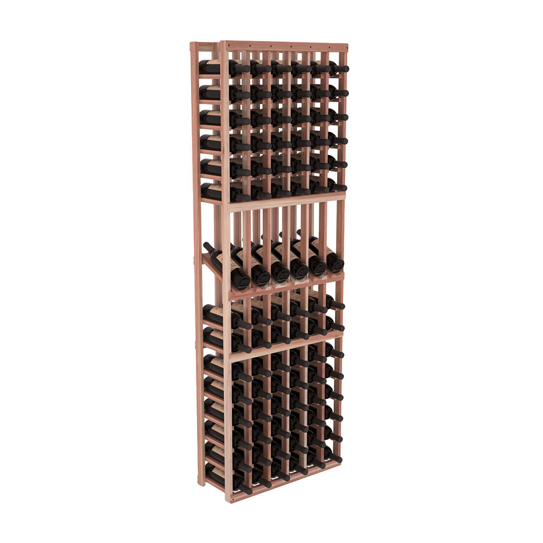 InstaCellar - 6 Column Display Row Rack in Premium Redwood Unstained with WineSafe™ Satin Sealant
