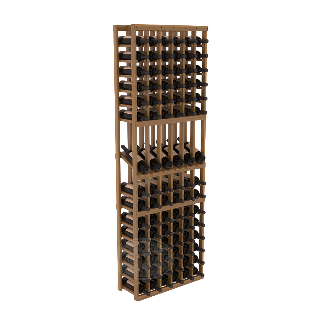 InstaCellar - 6 Column Display Row Rack in Premium Redwood Oak stained with WineSafe™ Satin Sealant