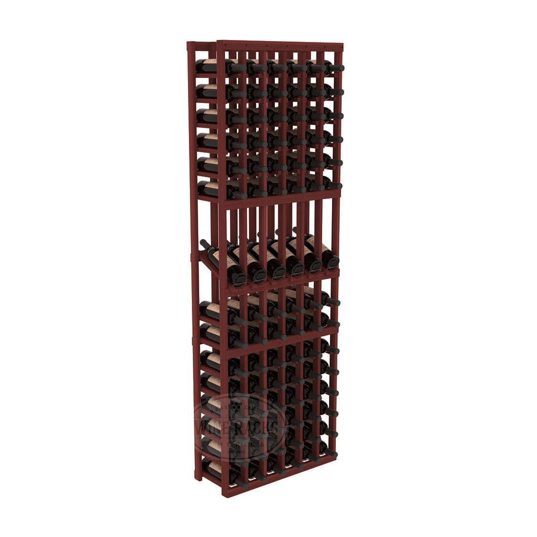 InstaCellar - 6 Column Display Row Rack in Premium Redwood Cherry stained without WineSafe™ Satin Sealant