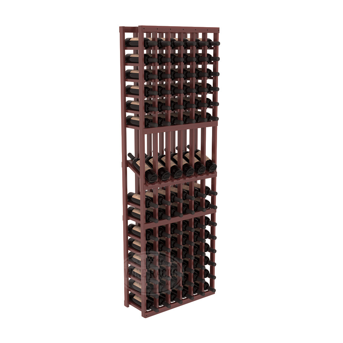InstaCellar - 6 Column Display Row Rack in Premium Redwood Cherry stained with WineSafe™ Satin Sealant