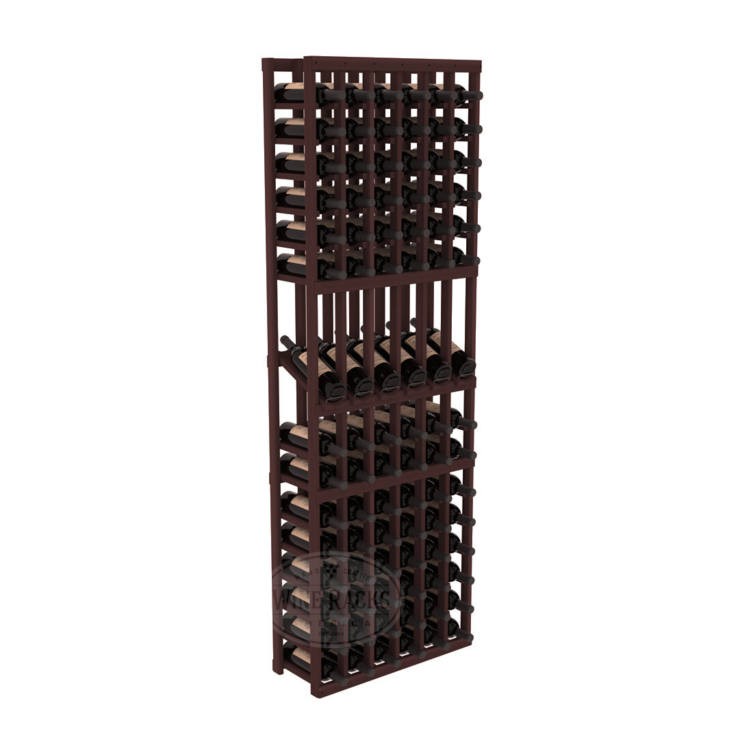 InstaCellar - 6 Column Display Row Rack in Premium Redwood Walnut stained without WineSafe™ Satin Sealant