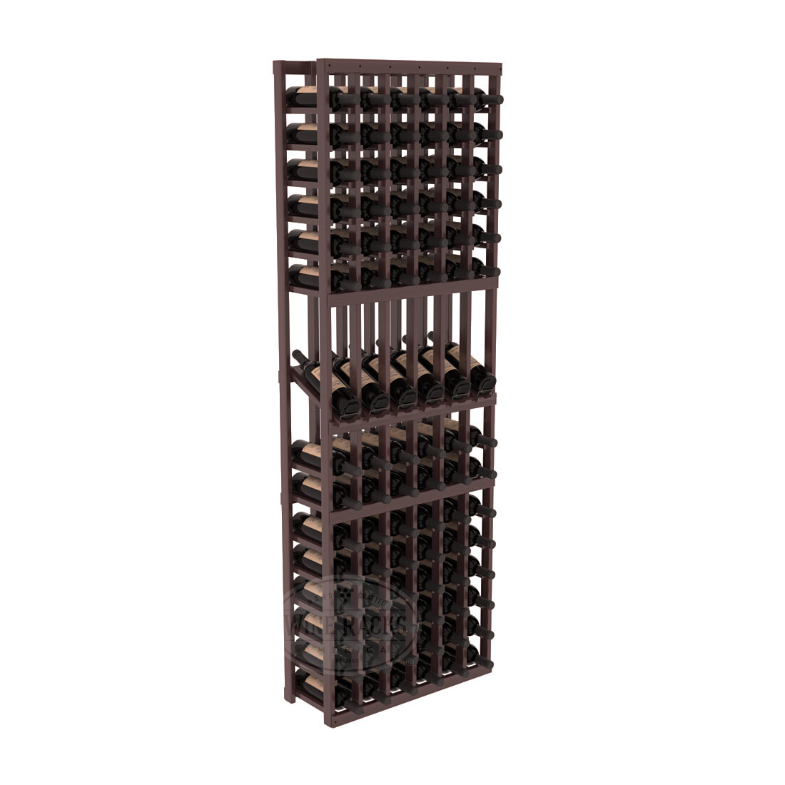 InstaCellar - 6 Column Display Row Rack in Premium Redwood Walnut stained with WineSafe™ Satin Sealant