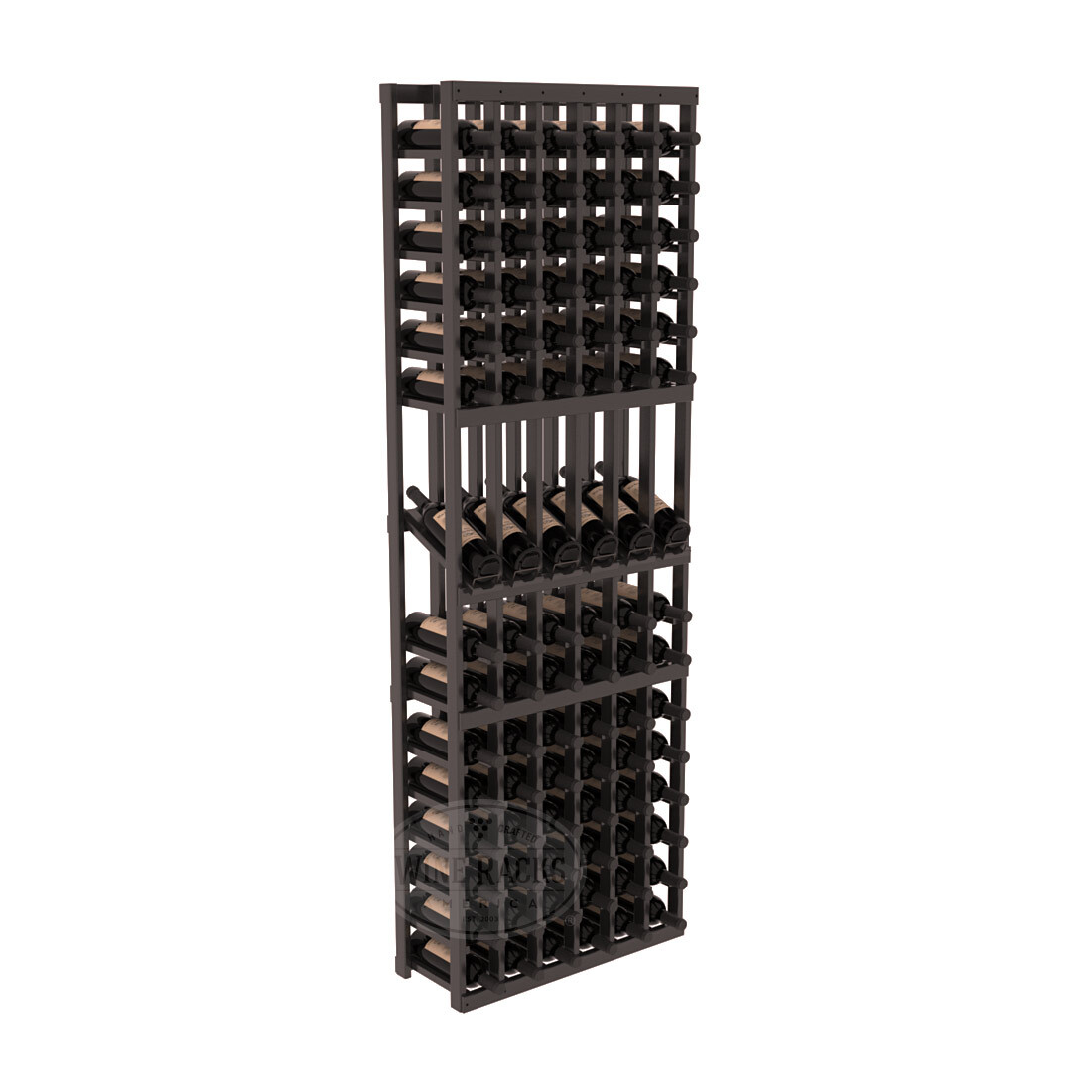 InstaCellar - 6 Column Display Row Rack in Premium Redwood Black stained with WineSafe™ Satin Sealant