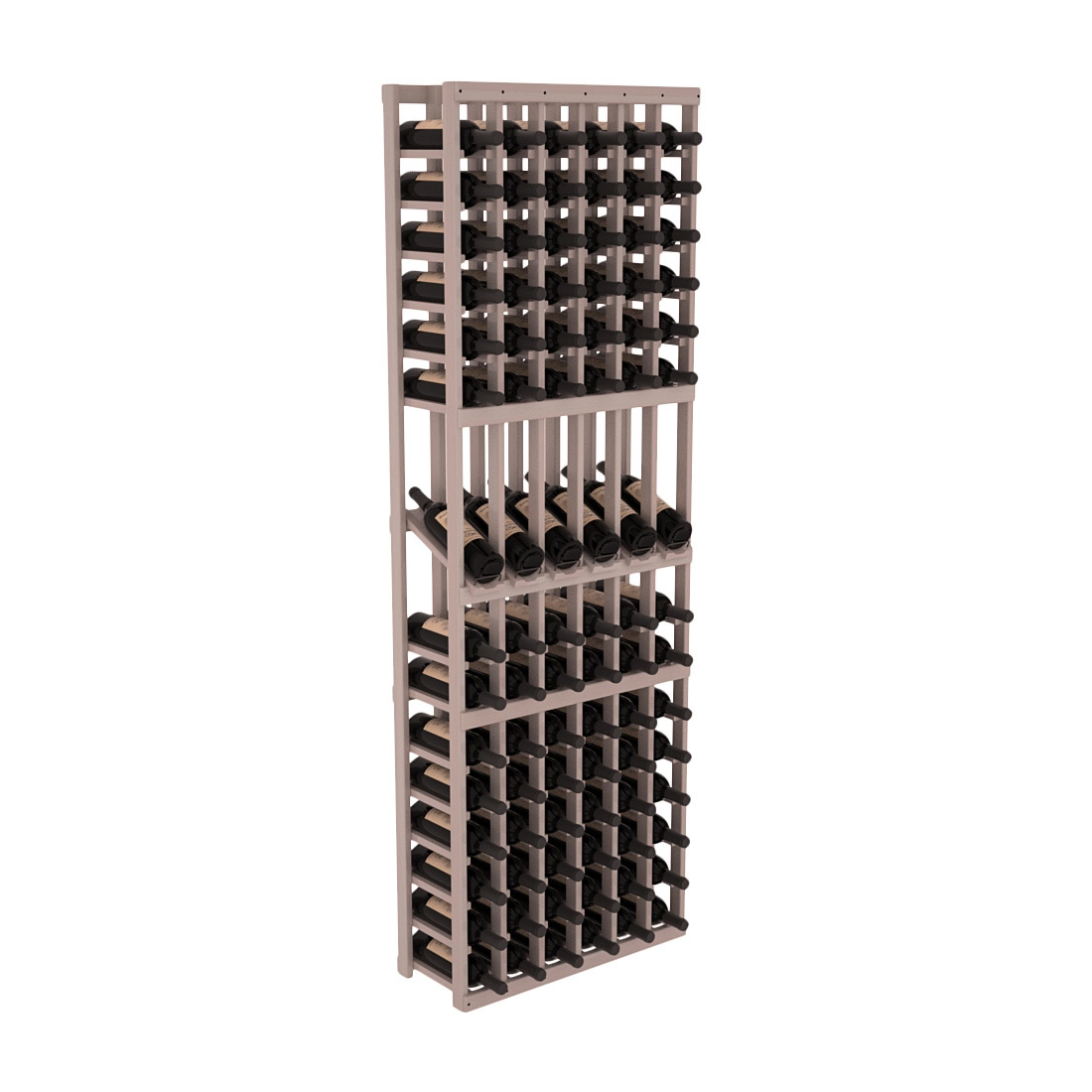 InstaCellar - 6 Column Display Row Rack in Premium Redwood Greywash stained with WineSafe™ Satin Sealant