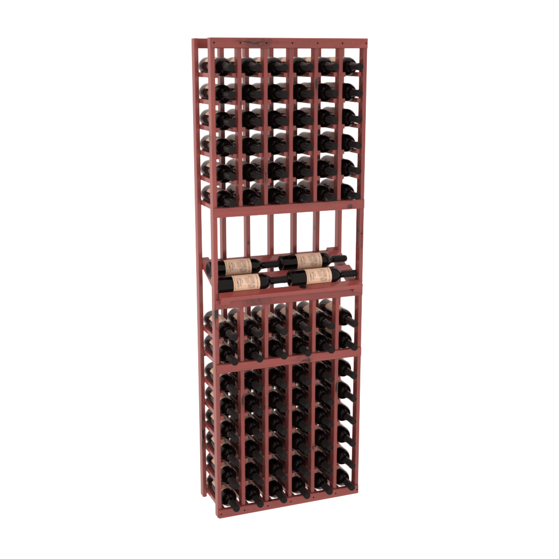 InstaCellar - 6 Column Side Display Row Rack in Knotty Alder Cherry stained with WineSafe™ Satin Sealant