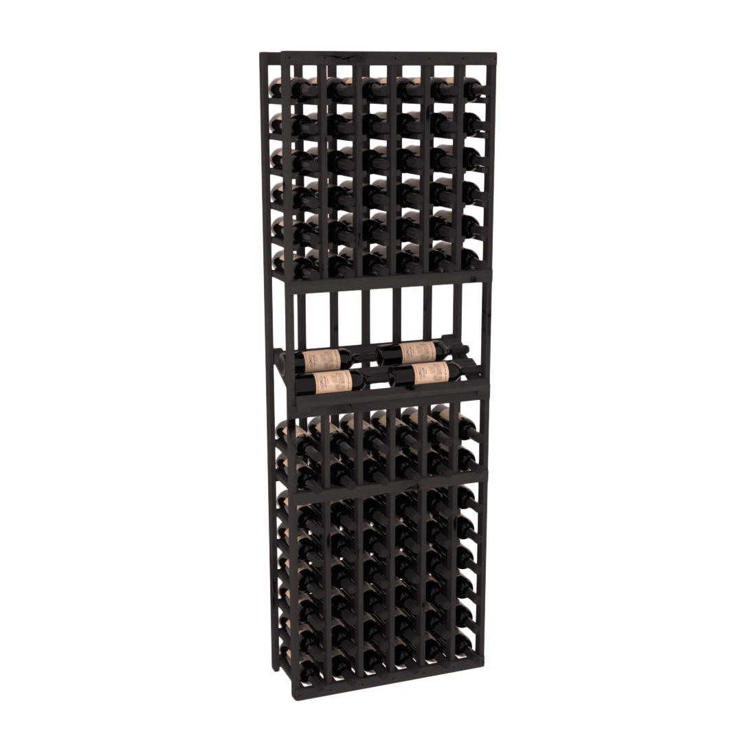 InstaCellar - 6 Column Side Display Row Rack in Knotty Alder Black stained without WineSafe™ Satin Sealant