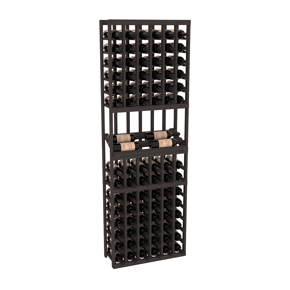 InstaCellar - 6 Column Side Display Row Rack in Ponderosa Pine Black stained without WineSafe™ Satin Sealant