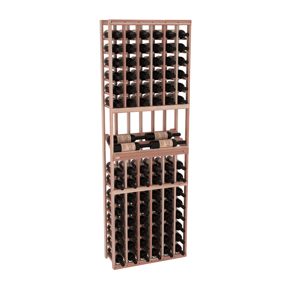 InstaCellar - 6 Column Side Display Row Rack in Premium Redwood Unstained with WineSafe™ Satin Sealant