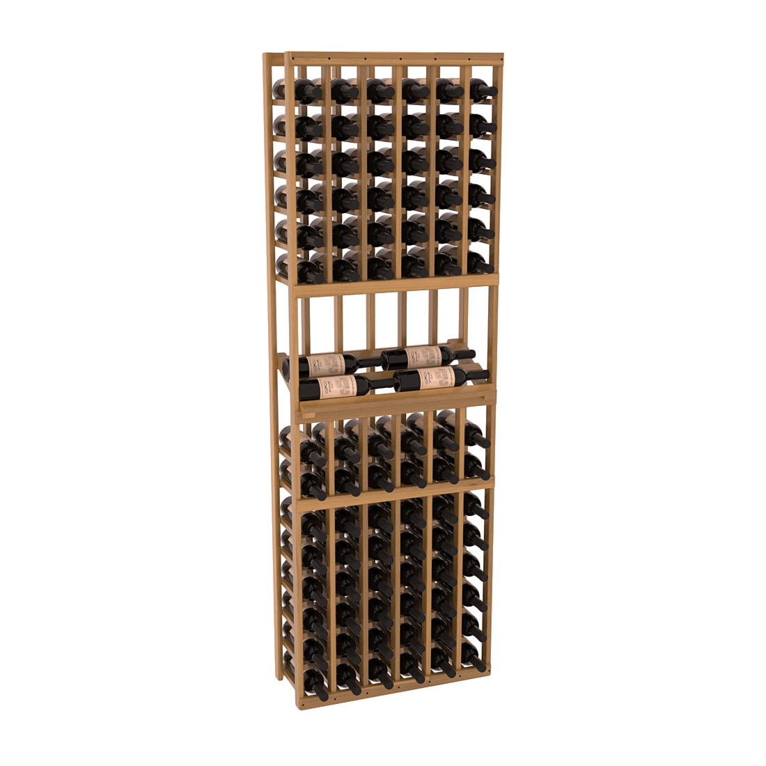 InstaCellar - 6 Column Side Display Row Rack in Premium Redwood Oak stained with WineSafe™ Satin Sealant