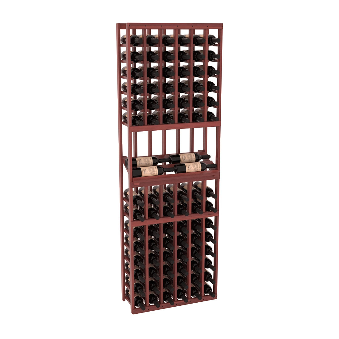InstaCellar - 6 Column Side Display Row Rack in Premium Redwood Cherry stained with WineSafe™ Satin Sealant
