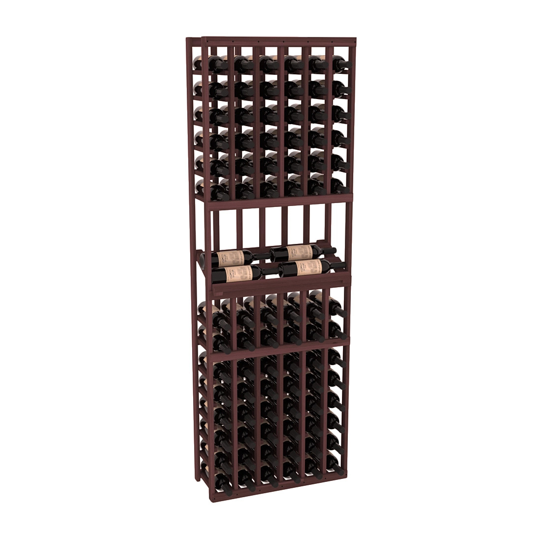 InstaCellar - 6 Column Side Display Row Rack in Premium Redwood Walnut stained without WineSafe™ Satin Sealant