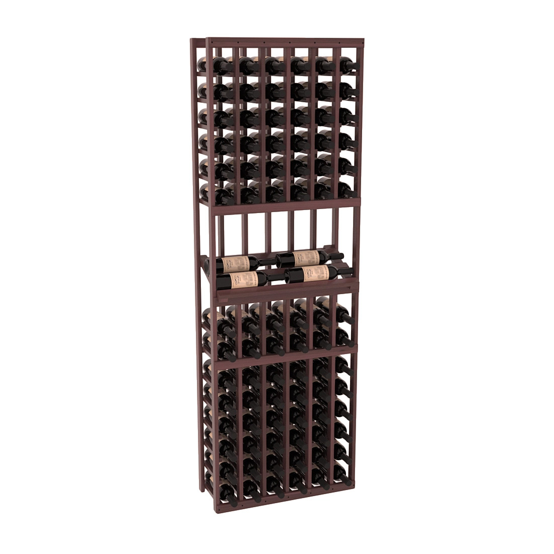 InstaCellar - 6 Column Side Display Row Rack in Premium Redwood Walnut stained with WineSafe™ Satin Sealant