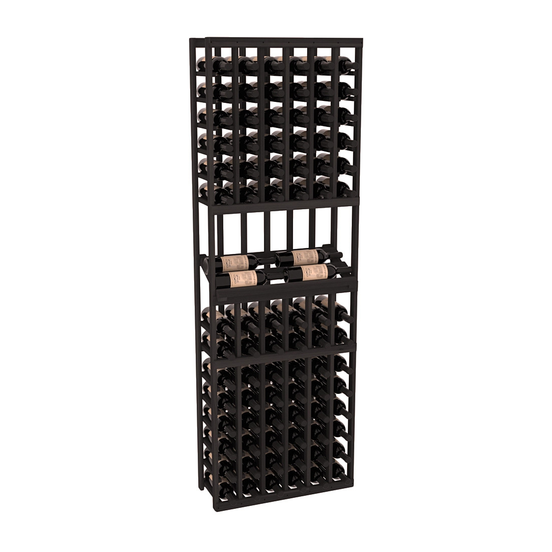 InstaCellar - 6 Column Side Display Row Rack in Premium Redwood Black stained without WineSafe™ Satin Sealant