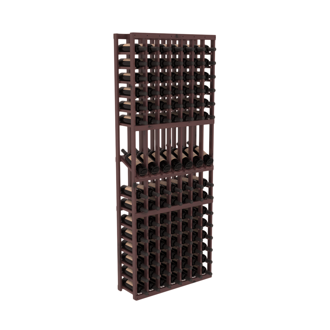 InstaCellar - 7 Column Display Row Rack in Knotty Alder Walnut stained with WineSafe™ Satin Sealant