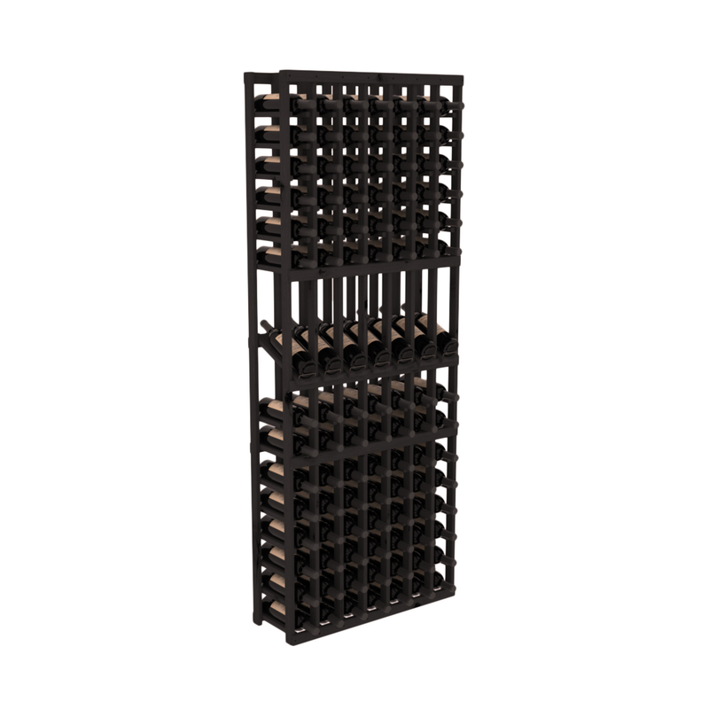 InstaCellar - 7 Column Display Row Rack in Knotty Alder Black stained without WineSafe™ Satin Sealant