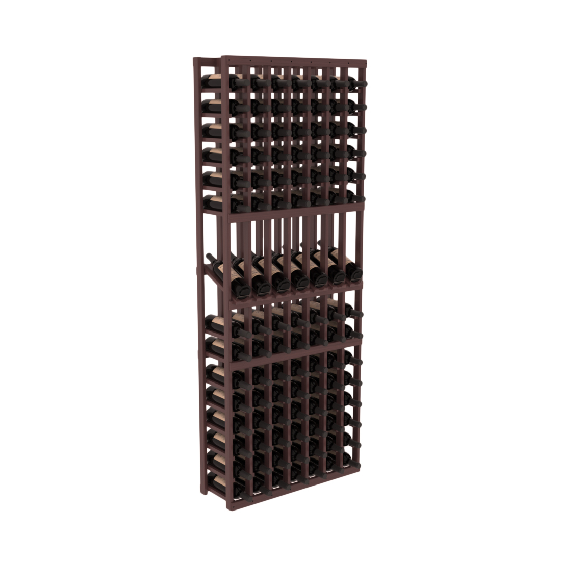 InstaCellar - 7 Column Display Row Rack in Grand Mahogany Walnut stained with WineSafe™ Satin Sealant