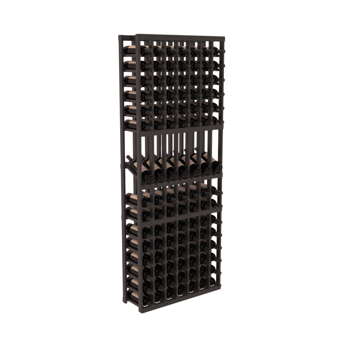 InstaCellar - 7 Column Display Row Rack in Grand Mahogany Black stained with WineSafe™ Satin Sealant