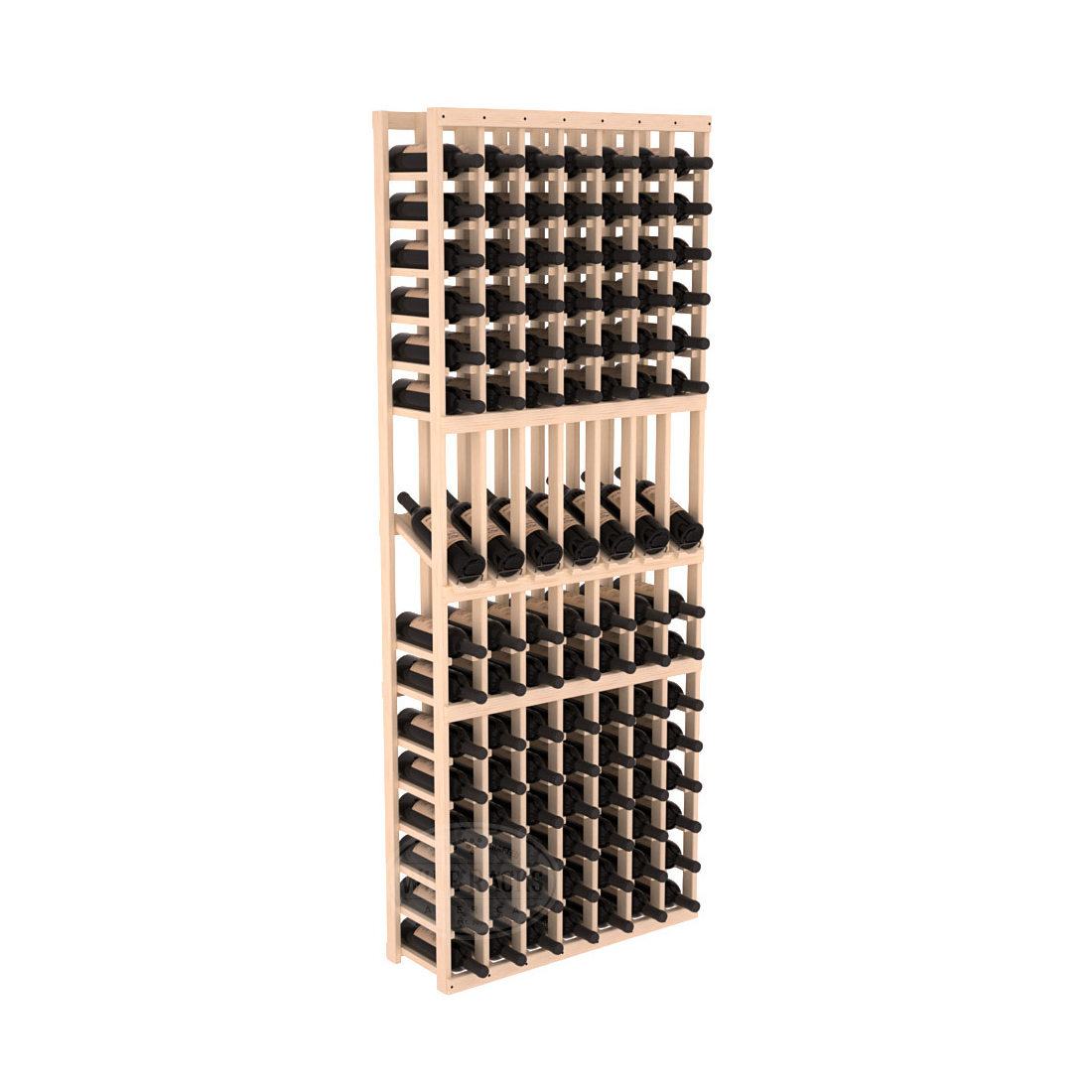 InstaCellar - 7 Column Display Row Rack in Ponderosa Pine Unstained without WineSafe™ Satin Sealant