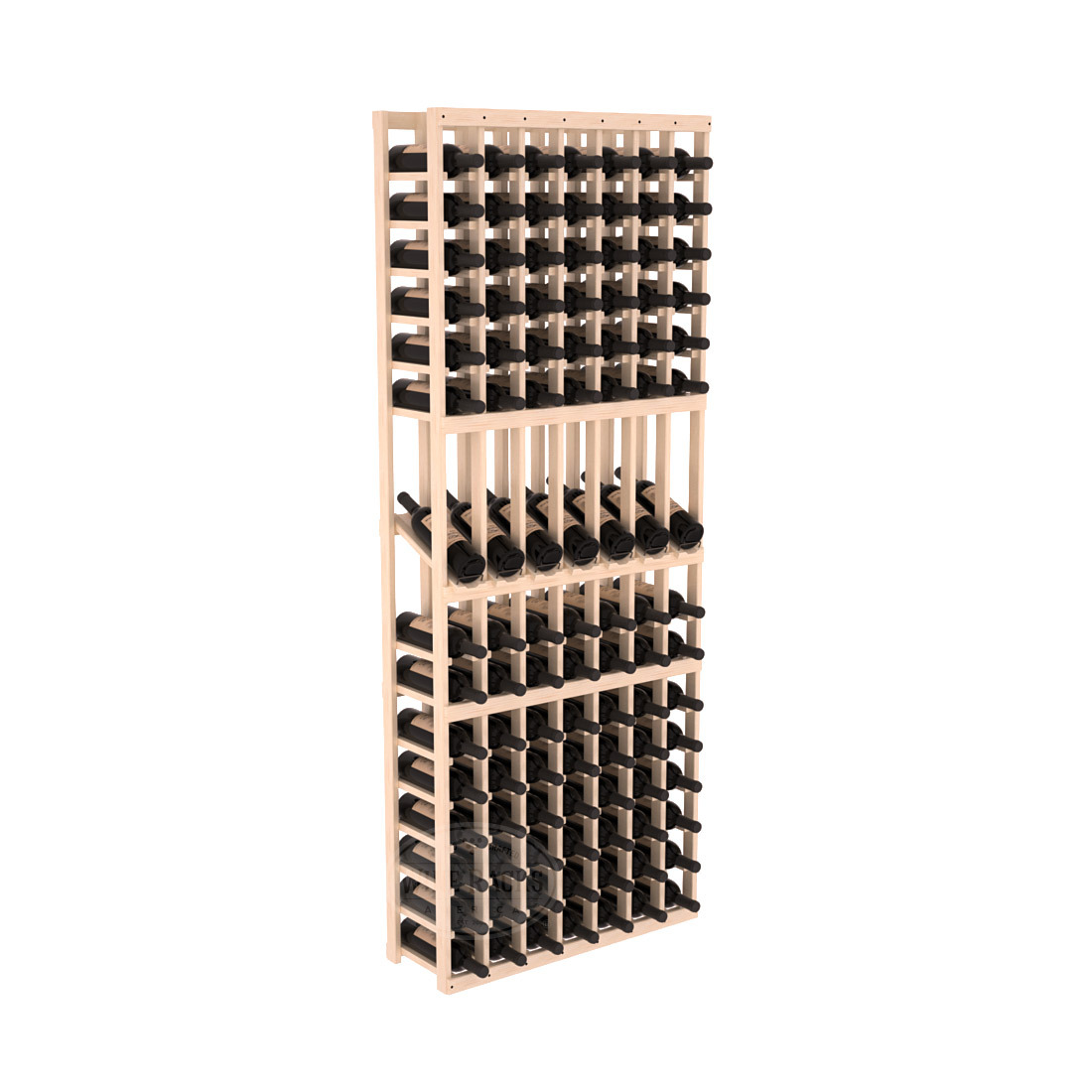 InstaCellar - 7 Column Display Row Rack in Ponderosa Pine Unstained with WineSafe™ Satin Sealant